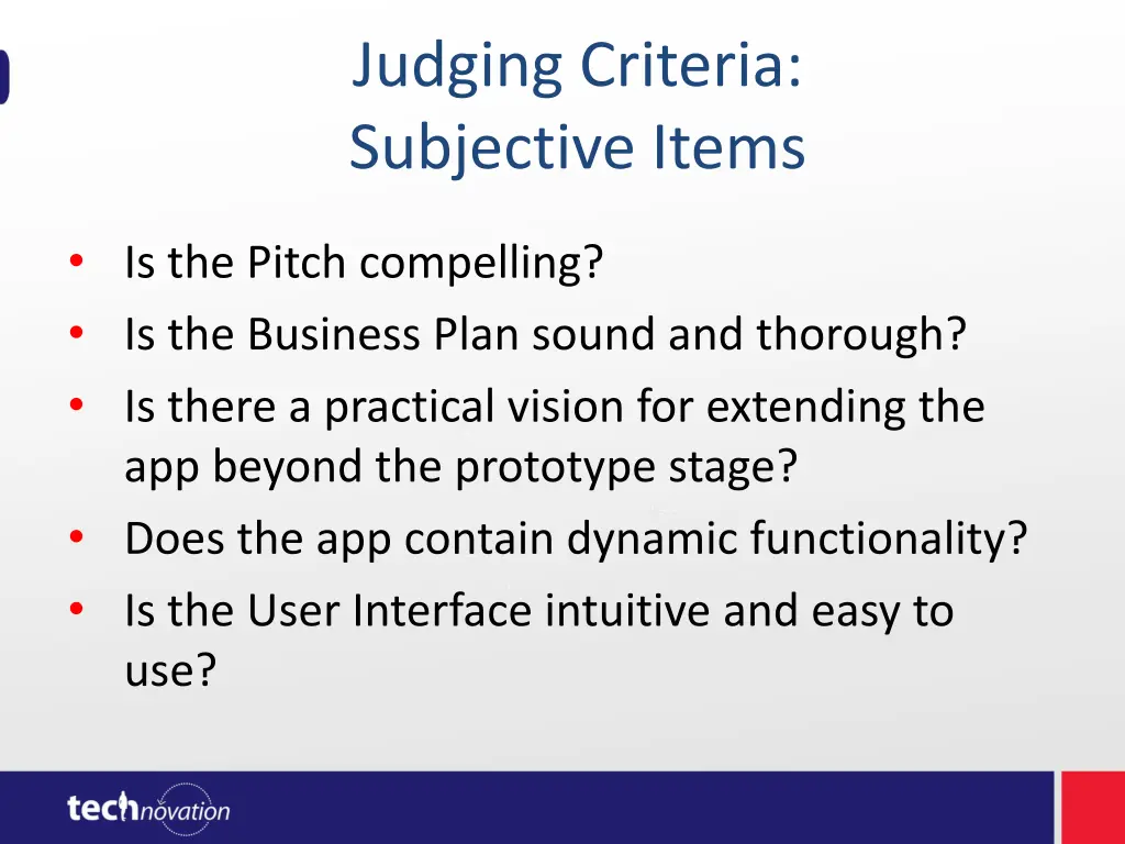 judging criteria subjective items