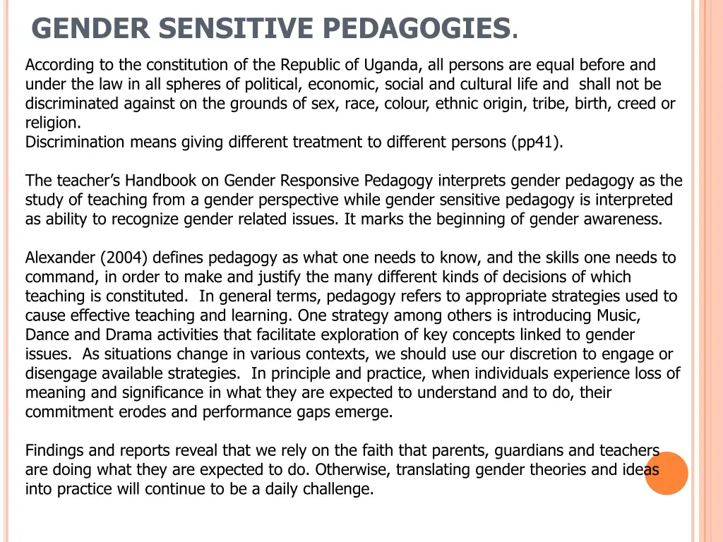 gender sensitive pedagogies