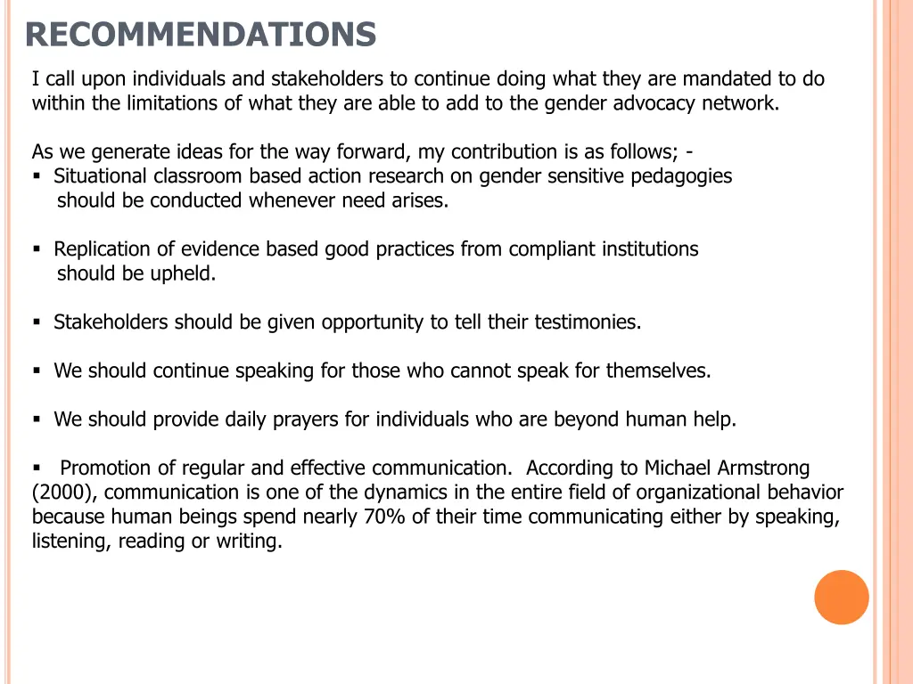 recommendations