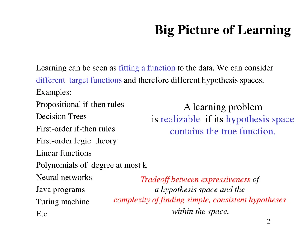big picture of learning