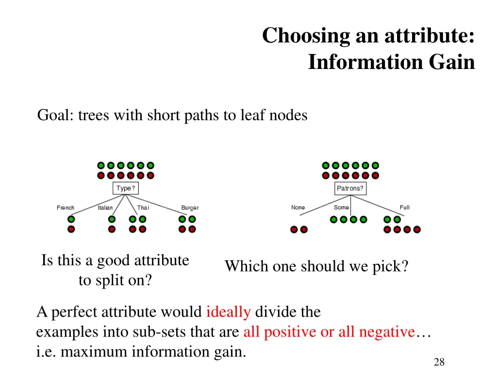 choosing an attribute information gain