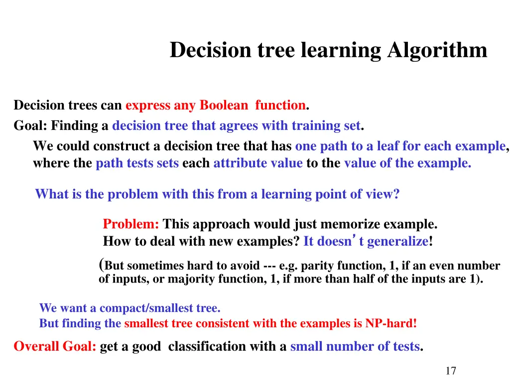 decision tree learning algorithm