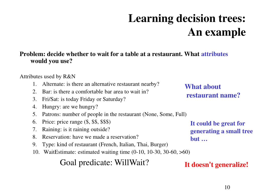 learning decision trees