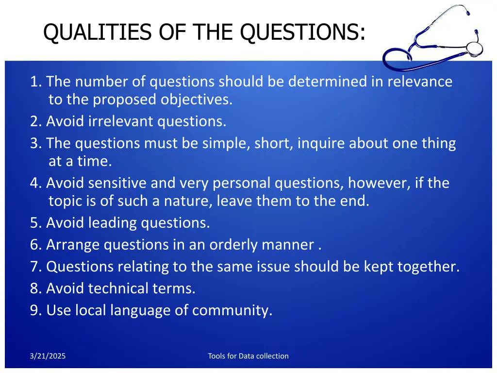 qualities of the questions