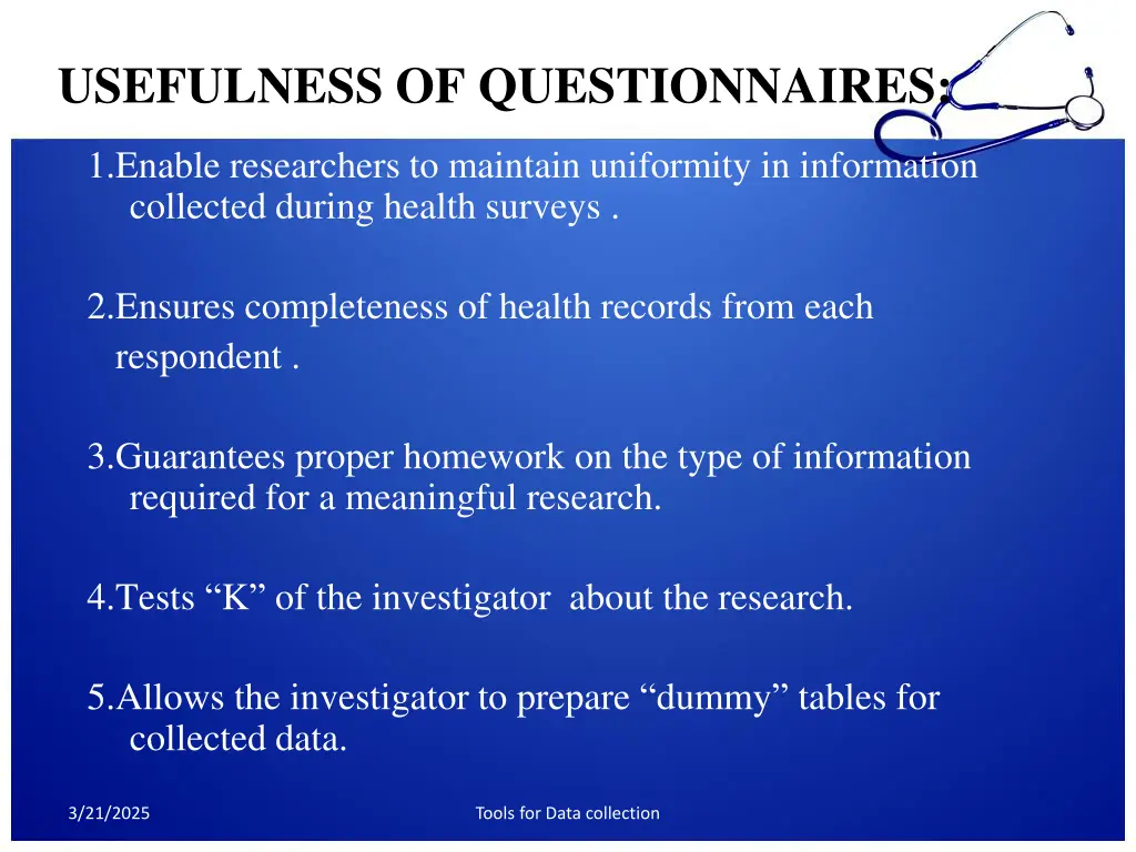 usefulness of questionnaires