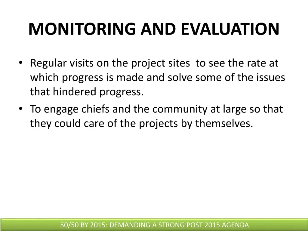 monitoring and evaluation