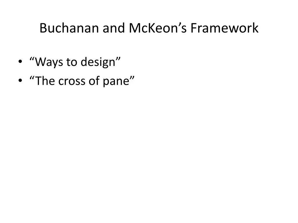 buchanan and mckeon s framework