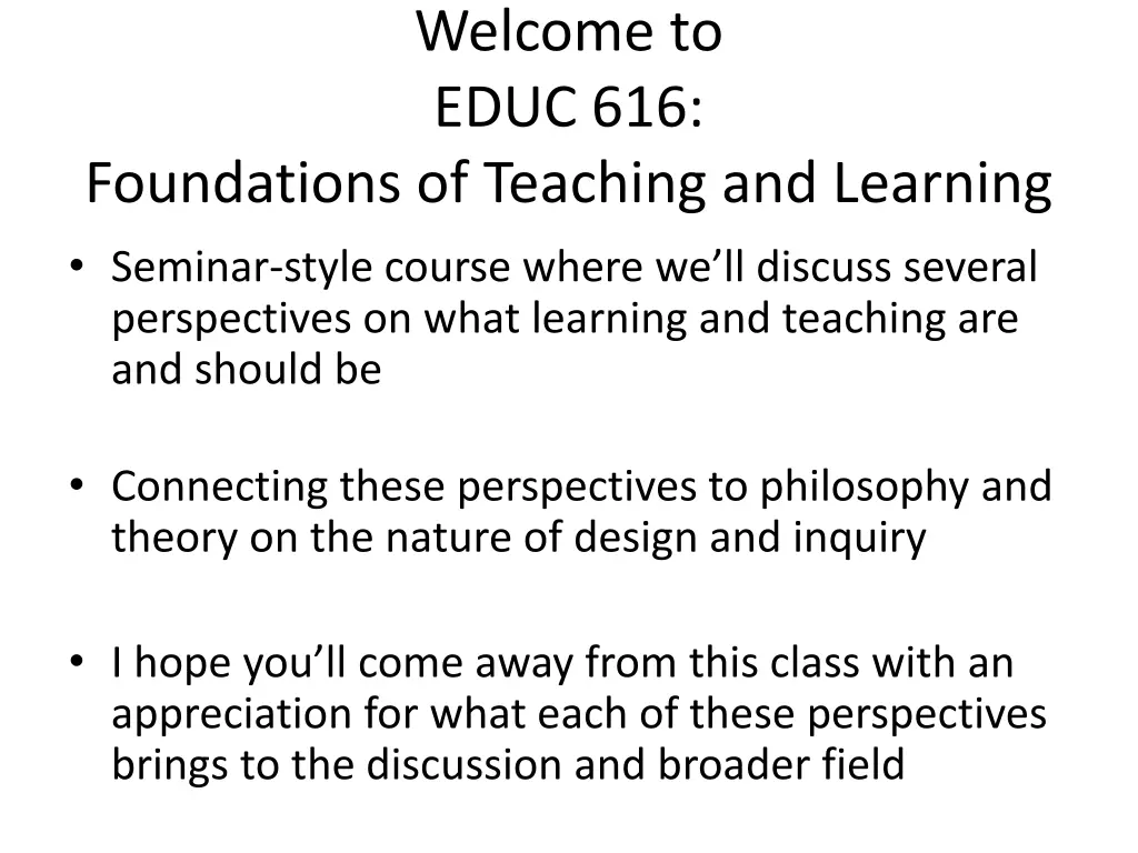 welcome to educ 616