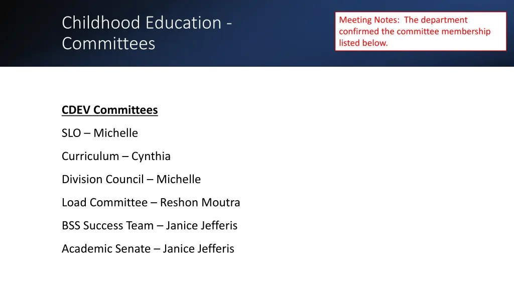 childhood education committees
