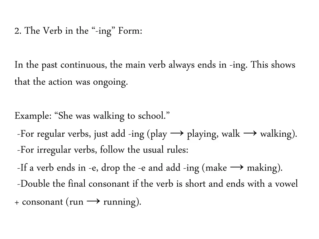 2 the verb in the ing form