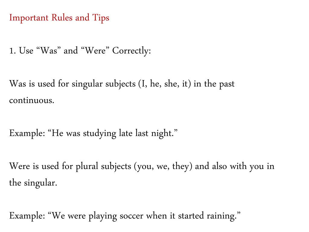 important rules and tips