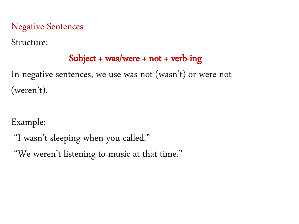 negative sentences structure