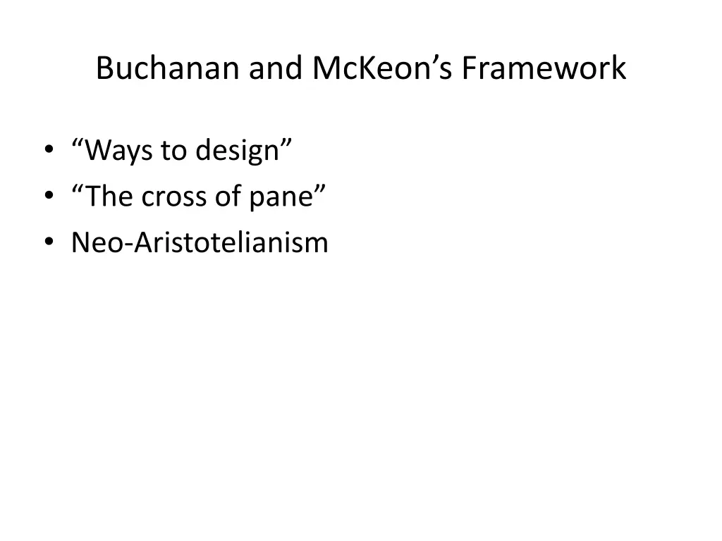 buchanan and mckeon s framework