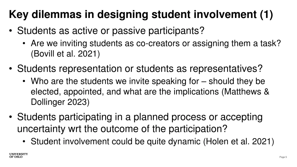key dilemmas in designing student involvement