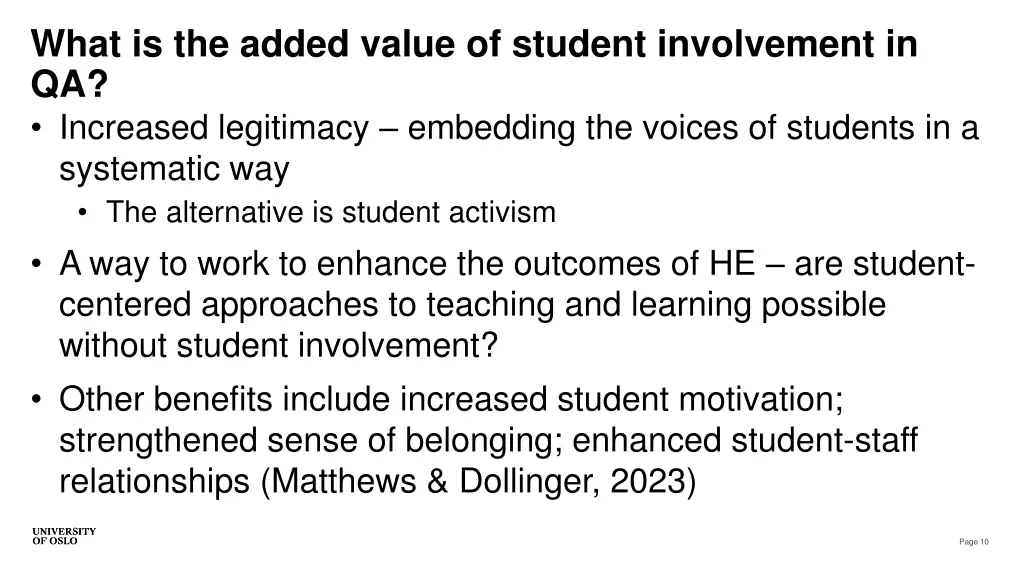 what is the added value of student involvement