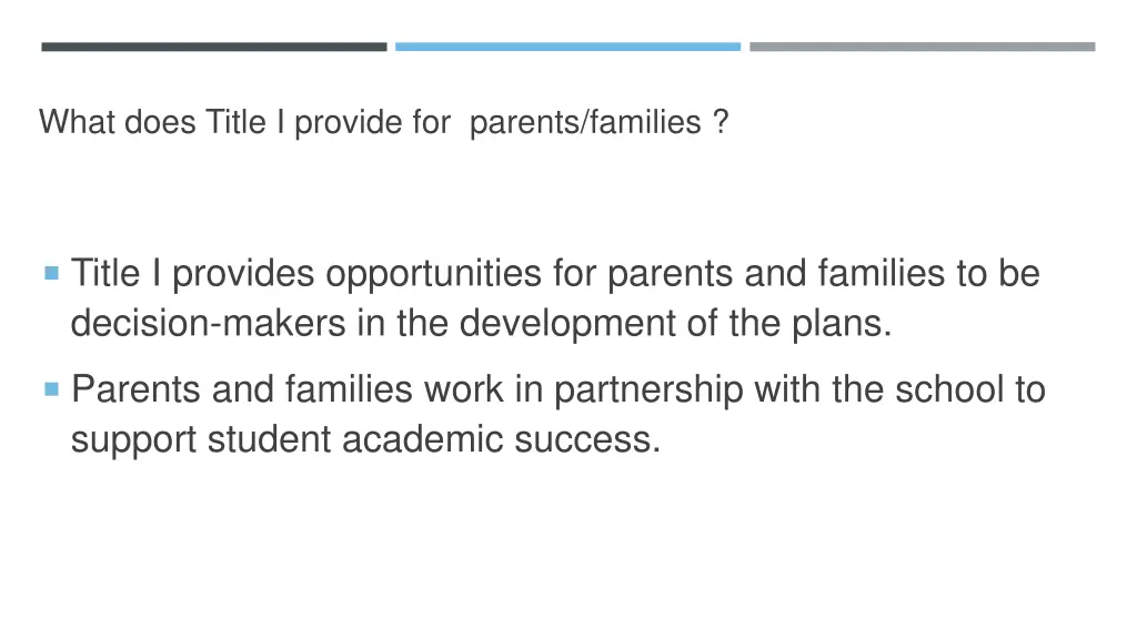 what does title i provide for parents families
