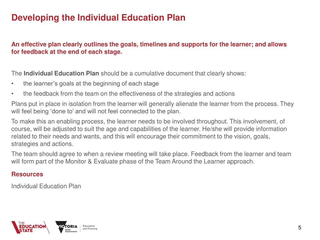 developing the individual education plan