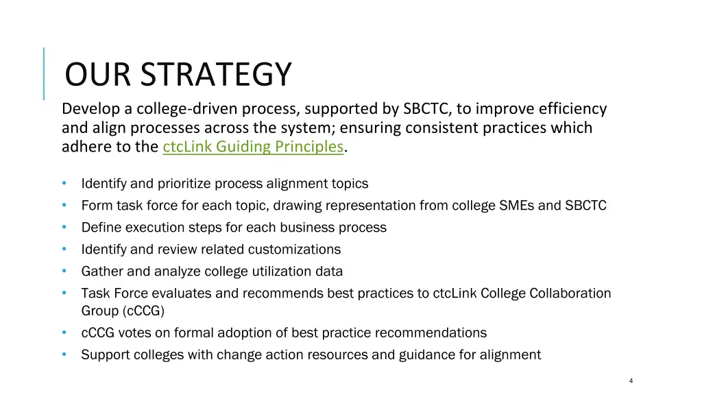 our strategy develop a college driven process