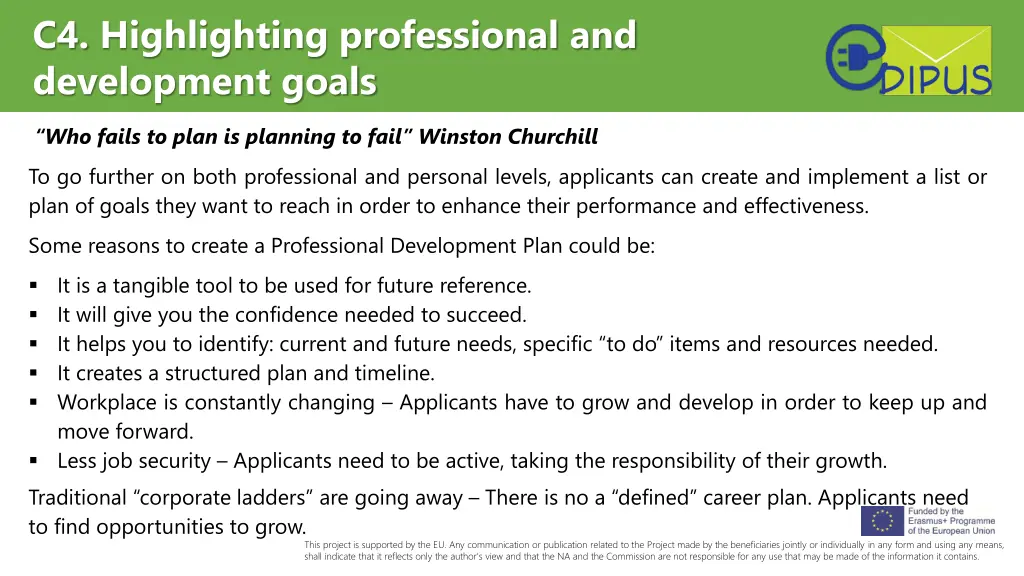 c4 highlighting professional and development goals