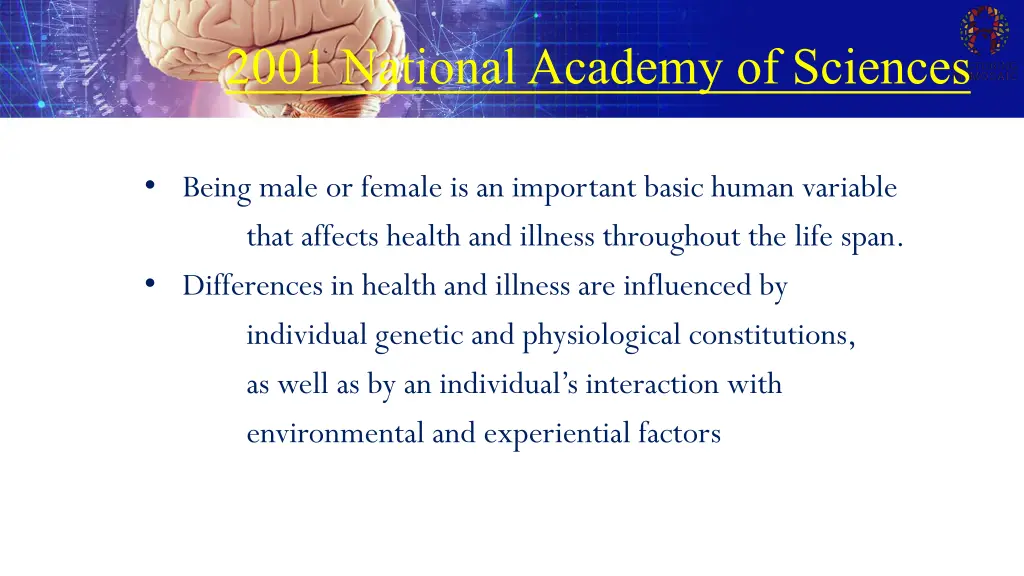 2001 national academy of sciences