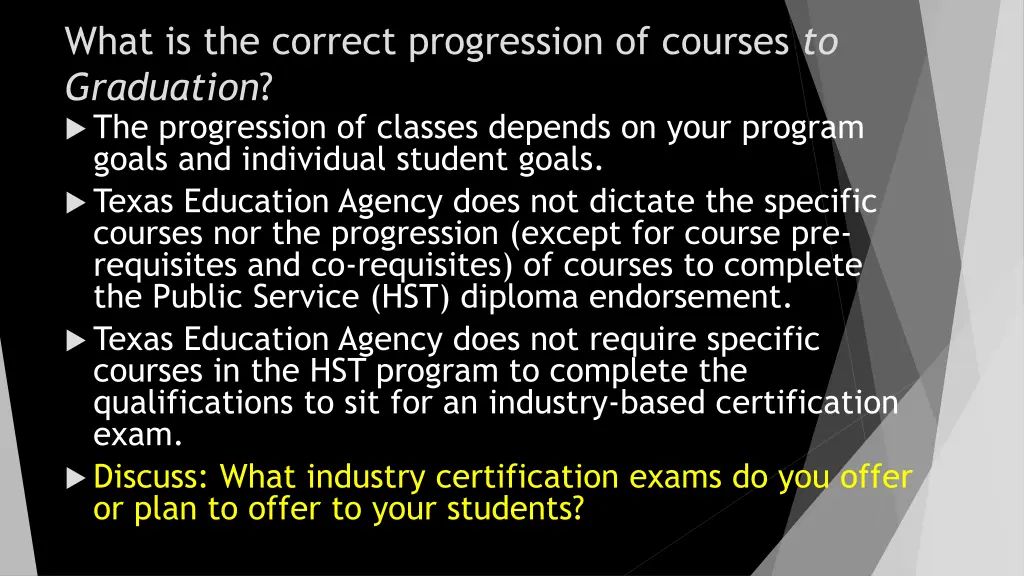 what is the correct progression of courses