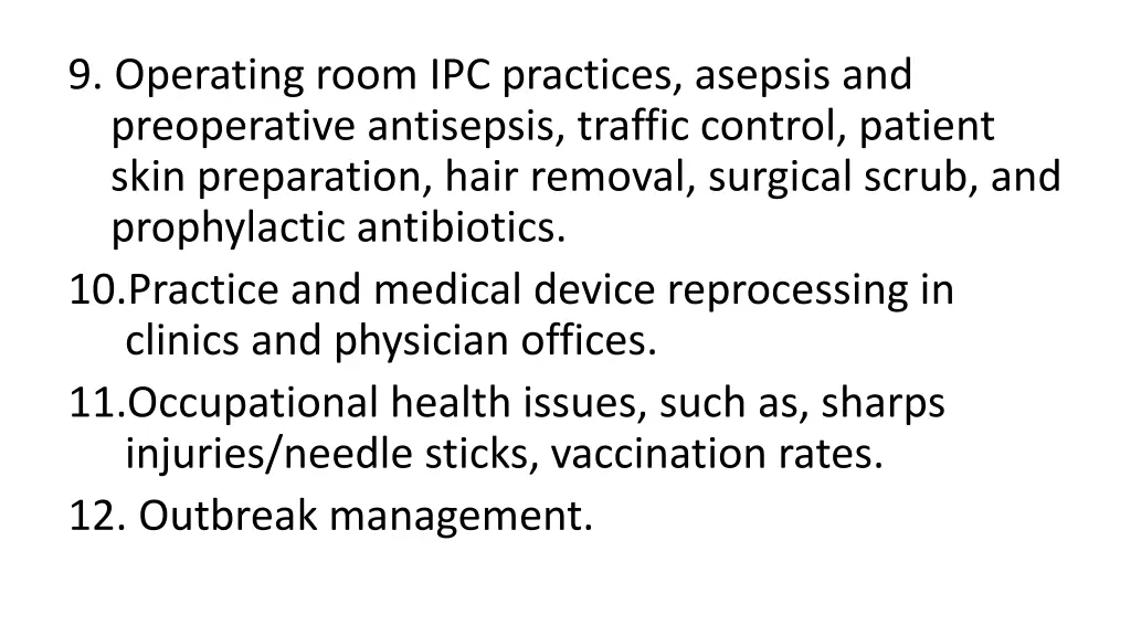 9 operating room ipc practices asepsis