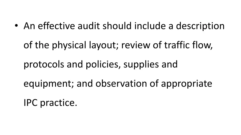 an effective audit should include a description