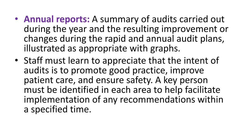 annual reports a summary of audits carried