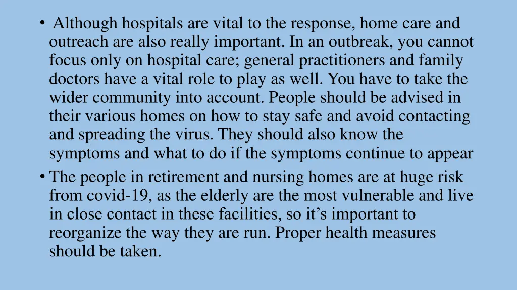 although hospitals are vital to the response home