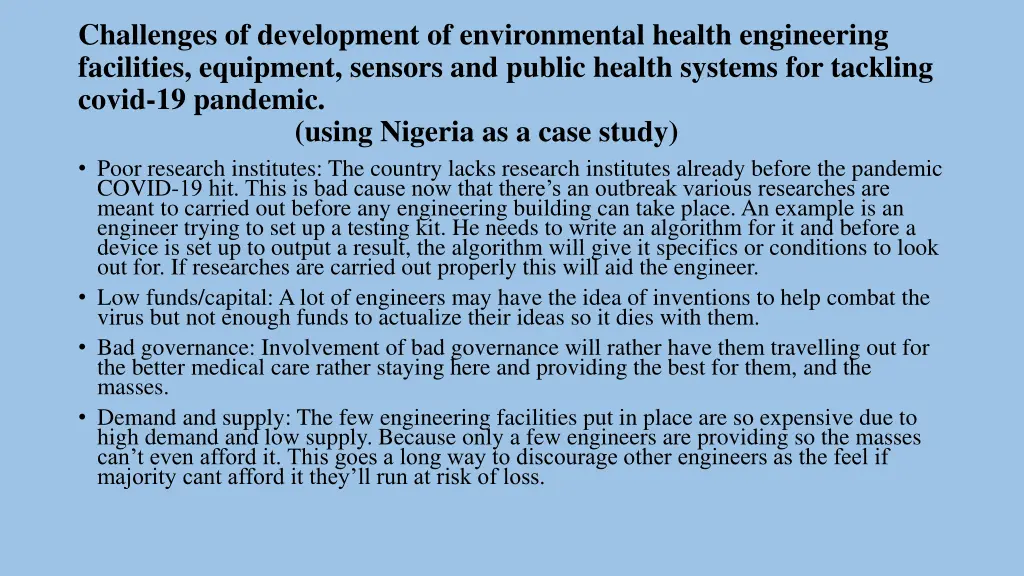 challenges of development of environmental health