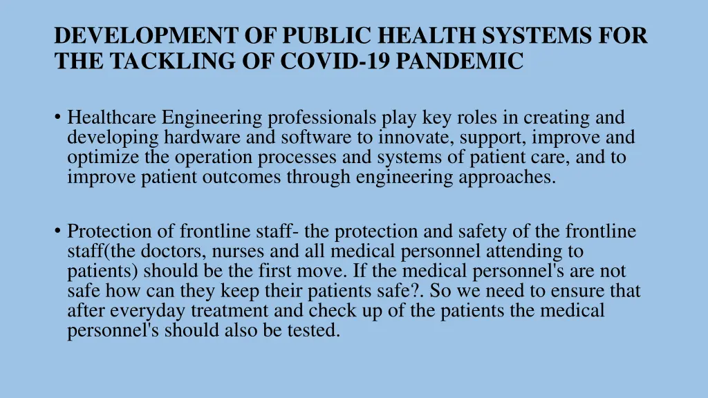 development of public health systems
