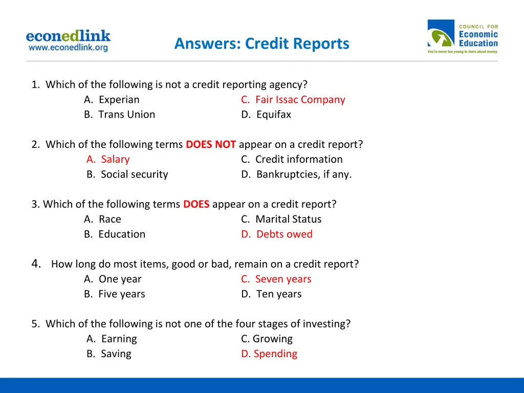 answers credit reports