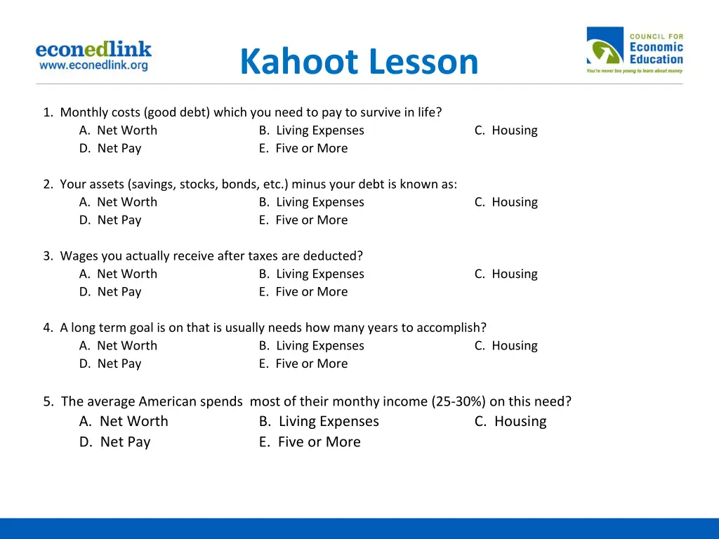 kahoot lesson