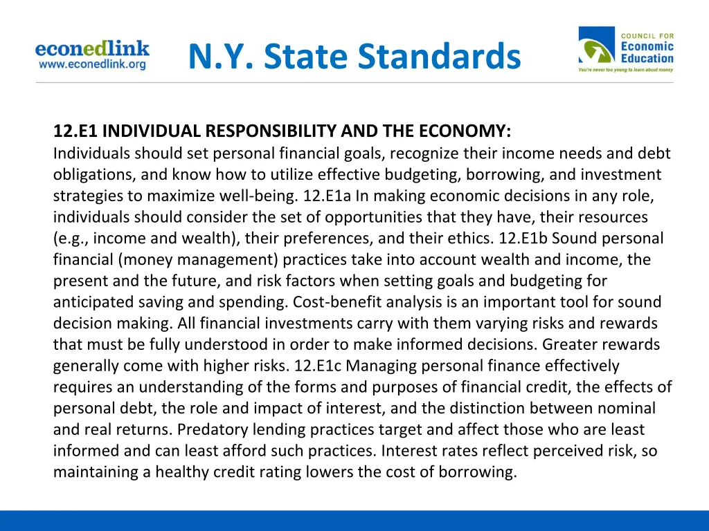 n y state standards