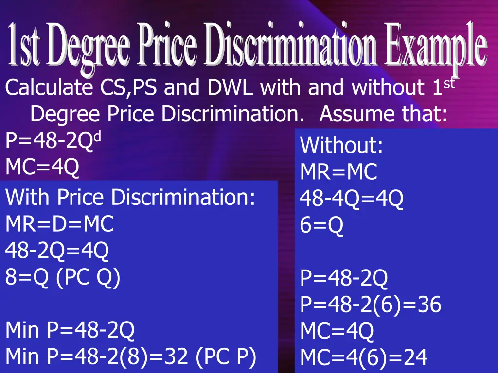1st degree price discrimination example