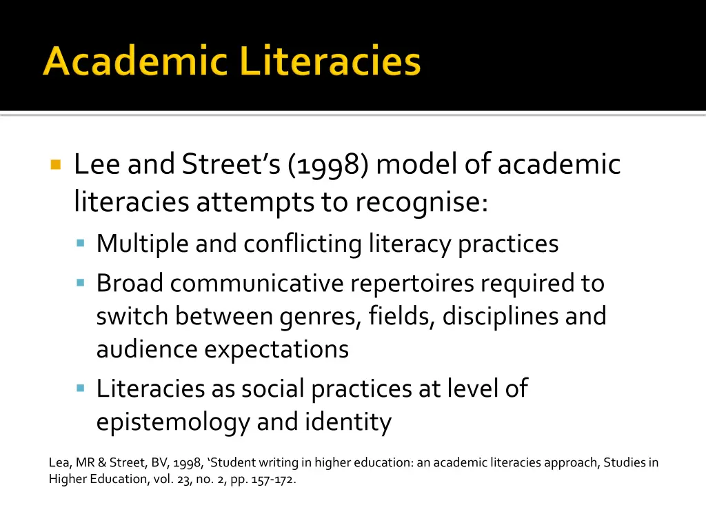lee and street s 1998 model of academic