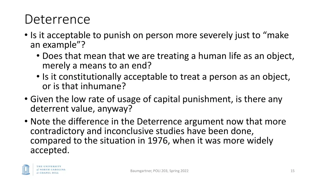 deterrence is it acceptable to punish on person