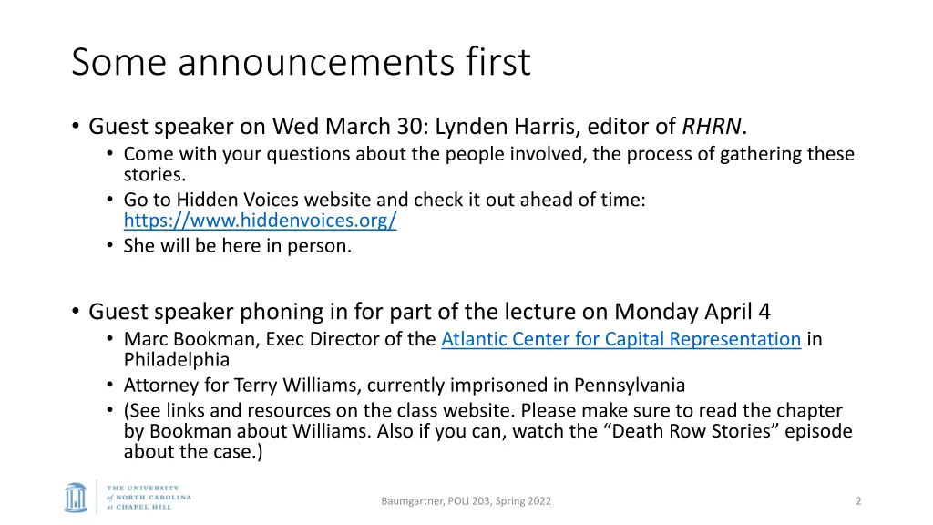 some announcements first