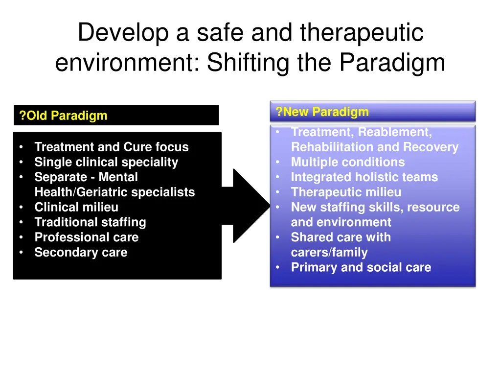 develop a safe and therapeutic environment 1