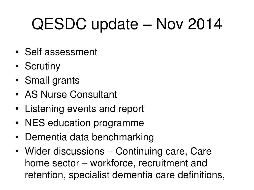 qesdc update nov 2014
