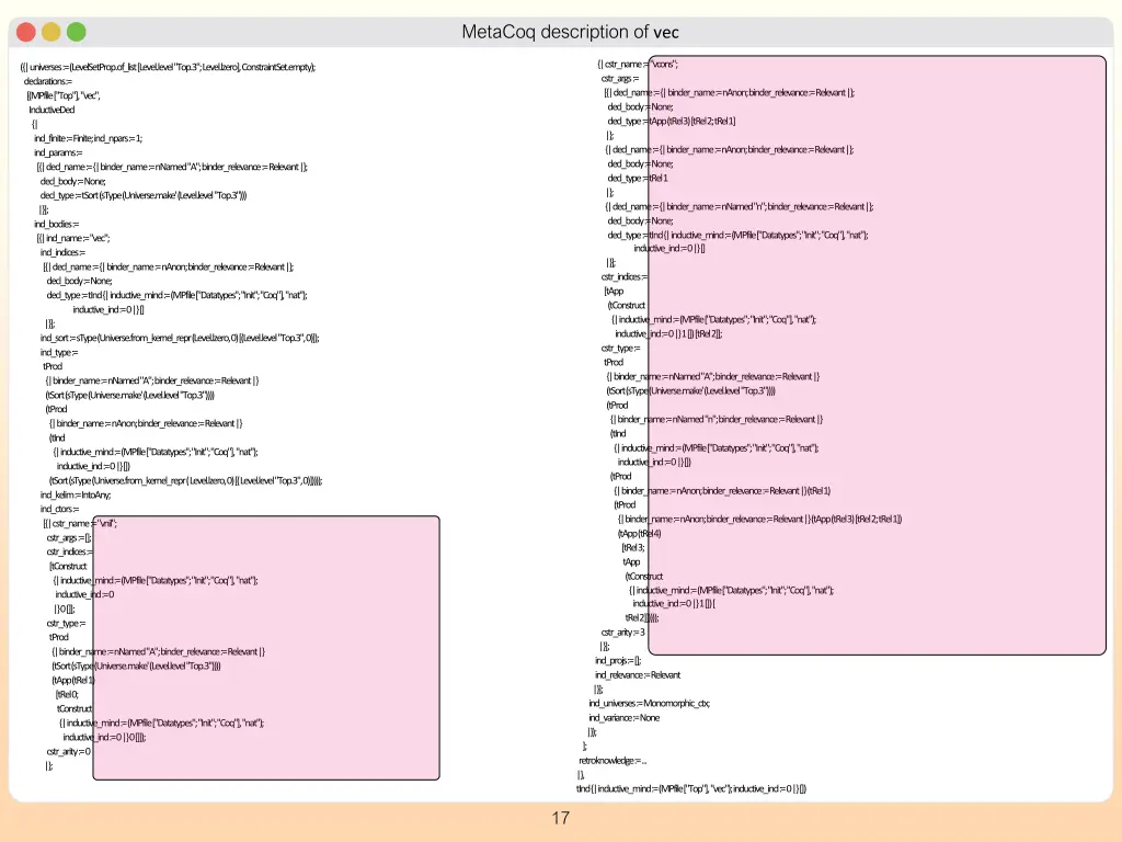 metacoq description of vec