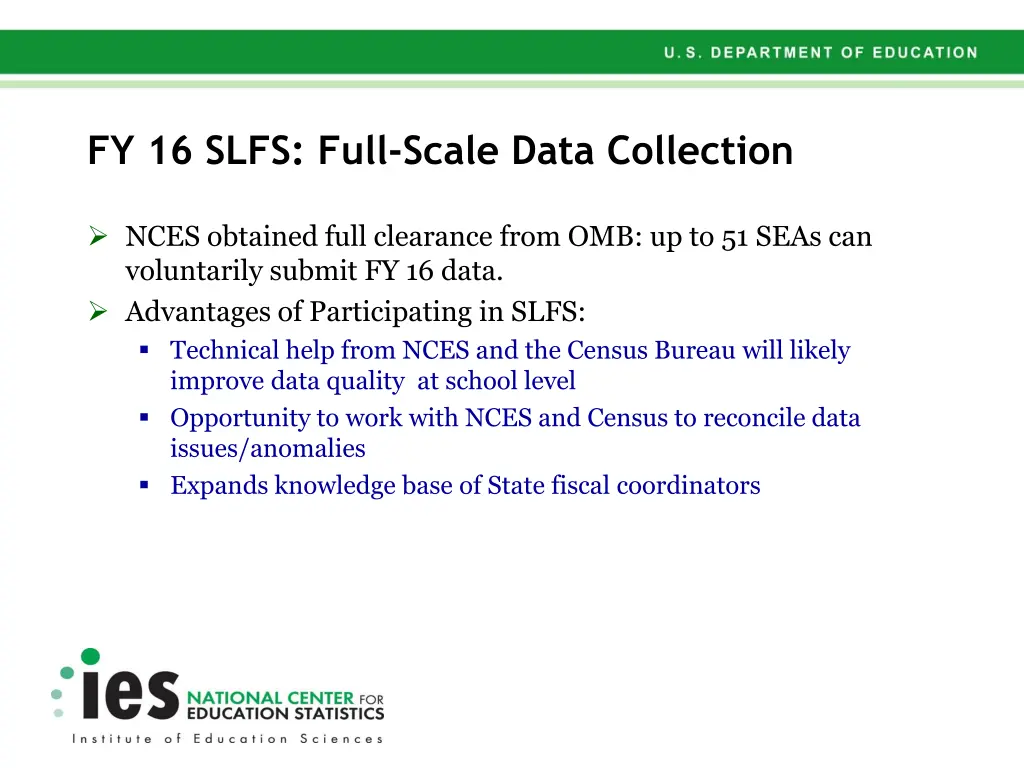 fy 16 slfs full scale data collection
