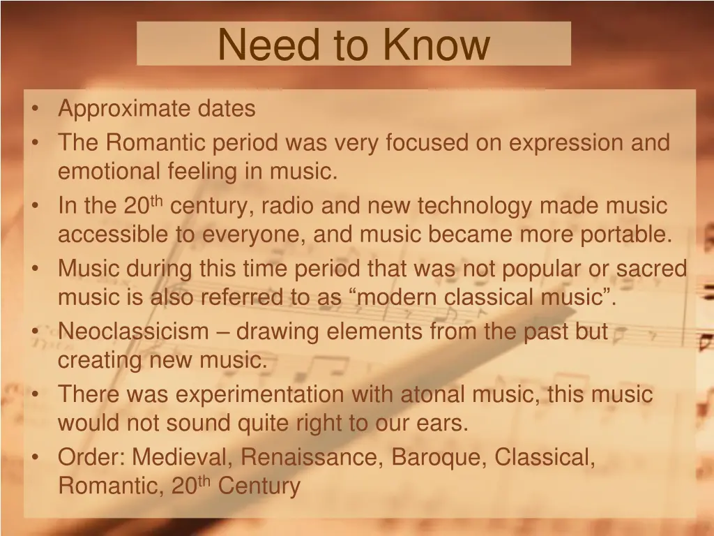 need to know