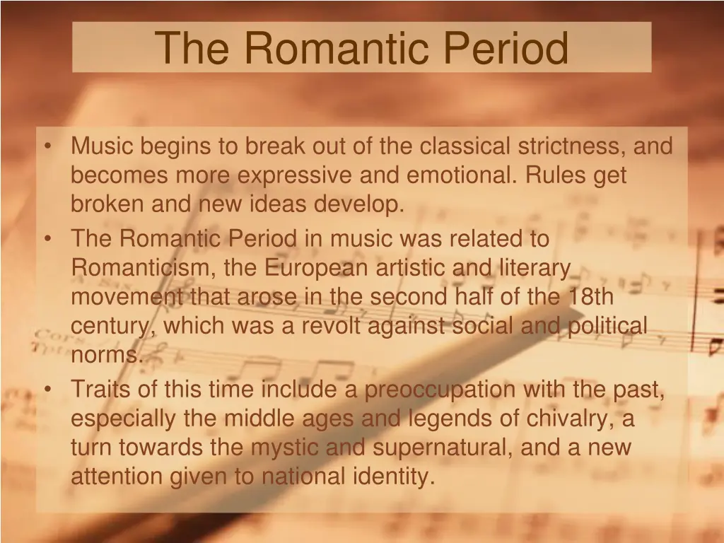 the romantic period 1