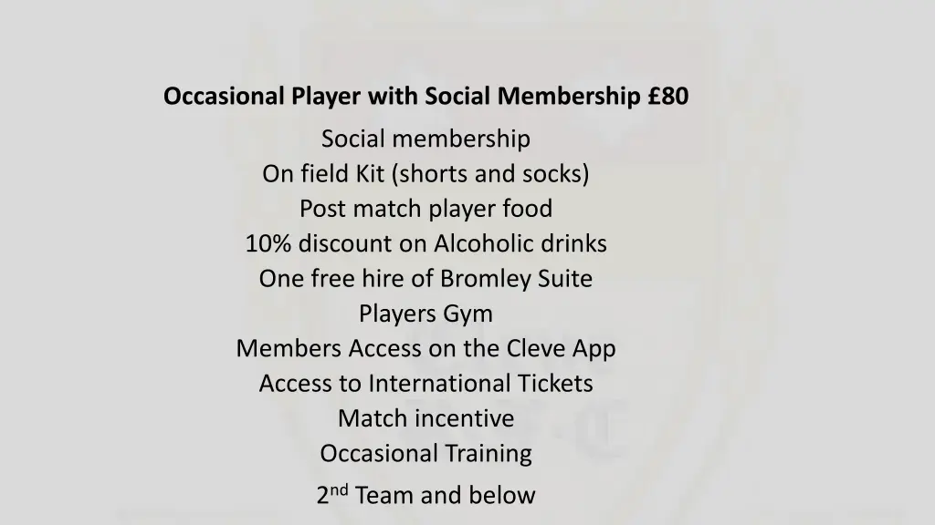 occasional player with social membership 80