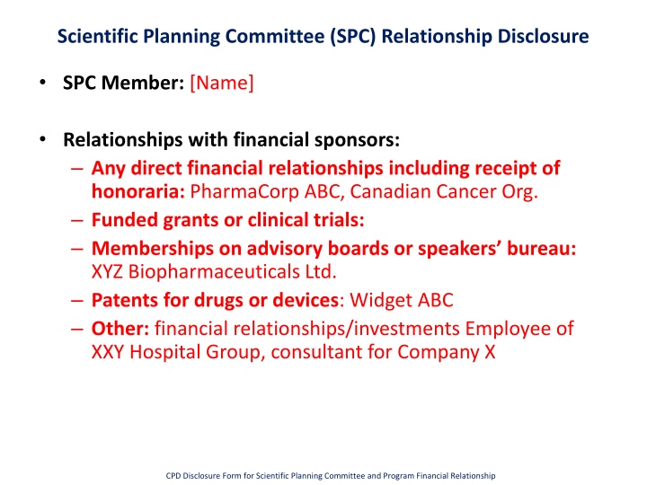 scientific planning committee spc relationship