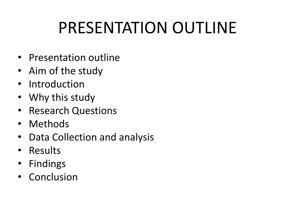 presentation outline