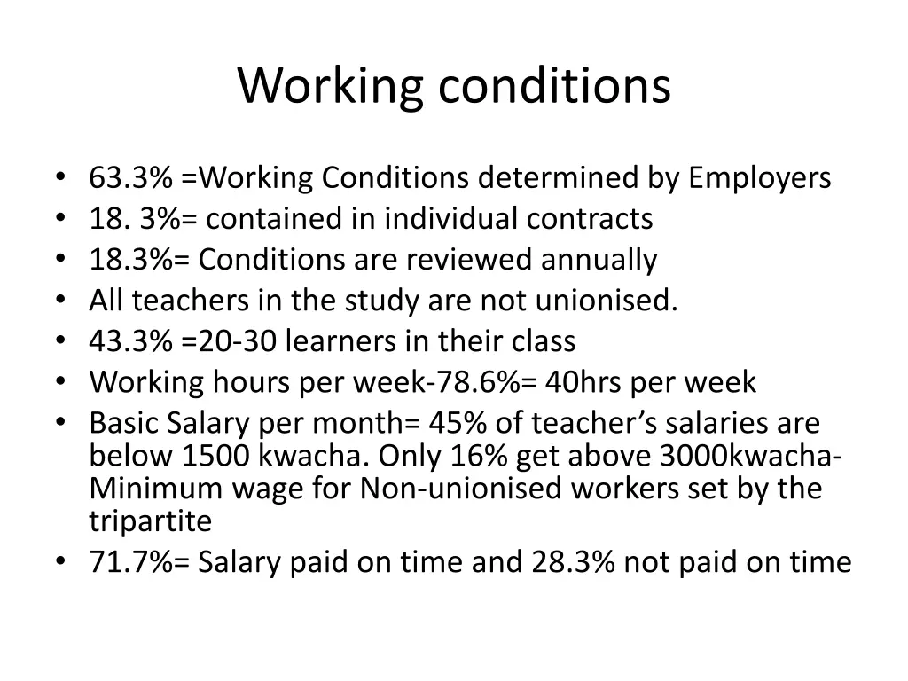 working conditions