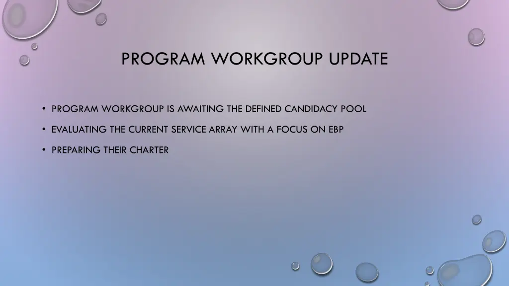 program workgroup update