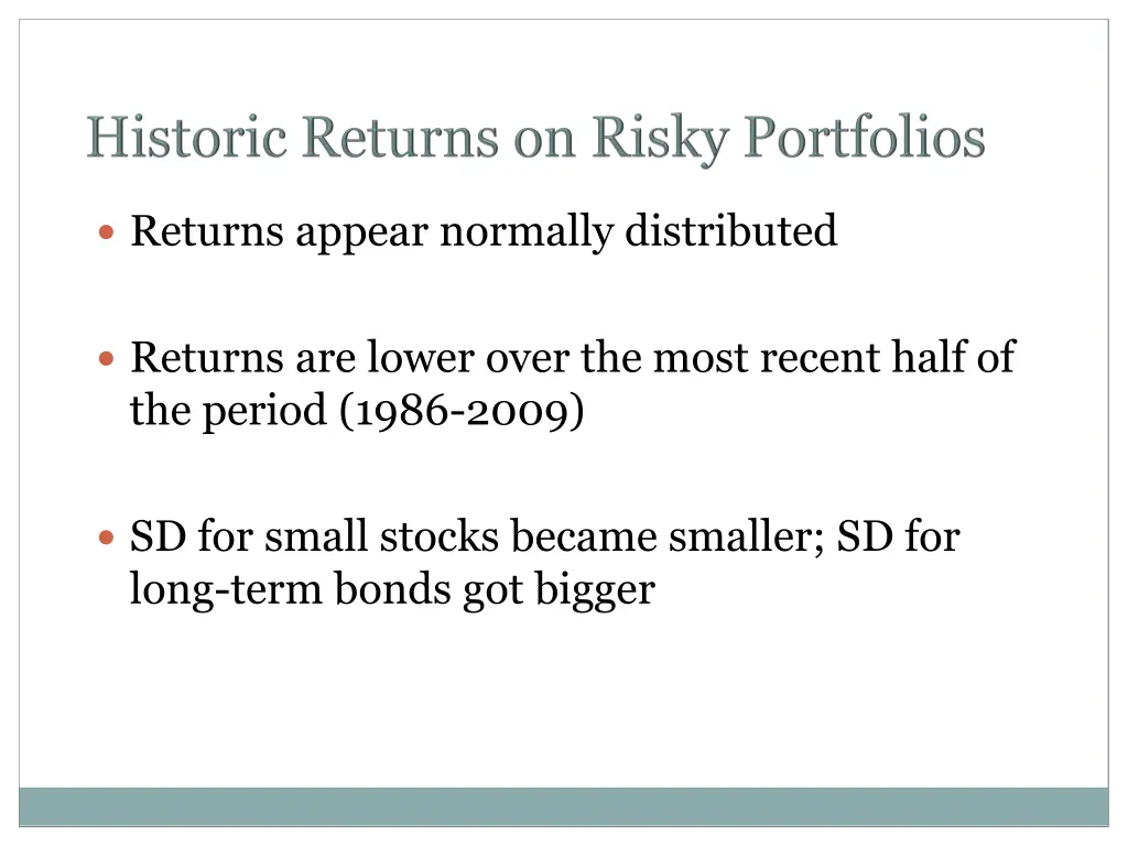 returns appear normally distributed